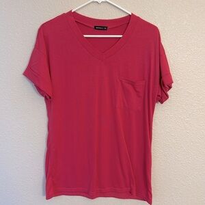 Women’s pink v neck top size medium from Amazon.